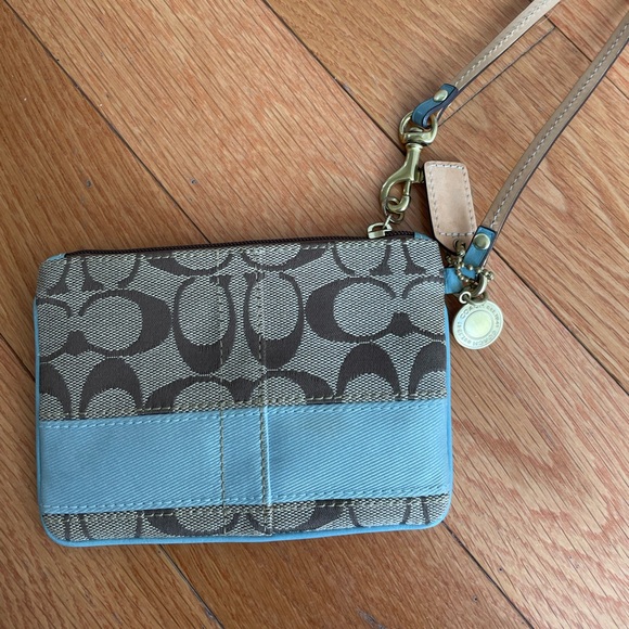 Coach Handbags - Coach Wristlet with Blue Stripe